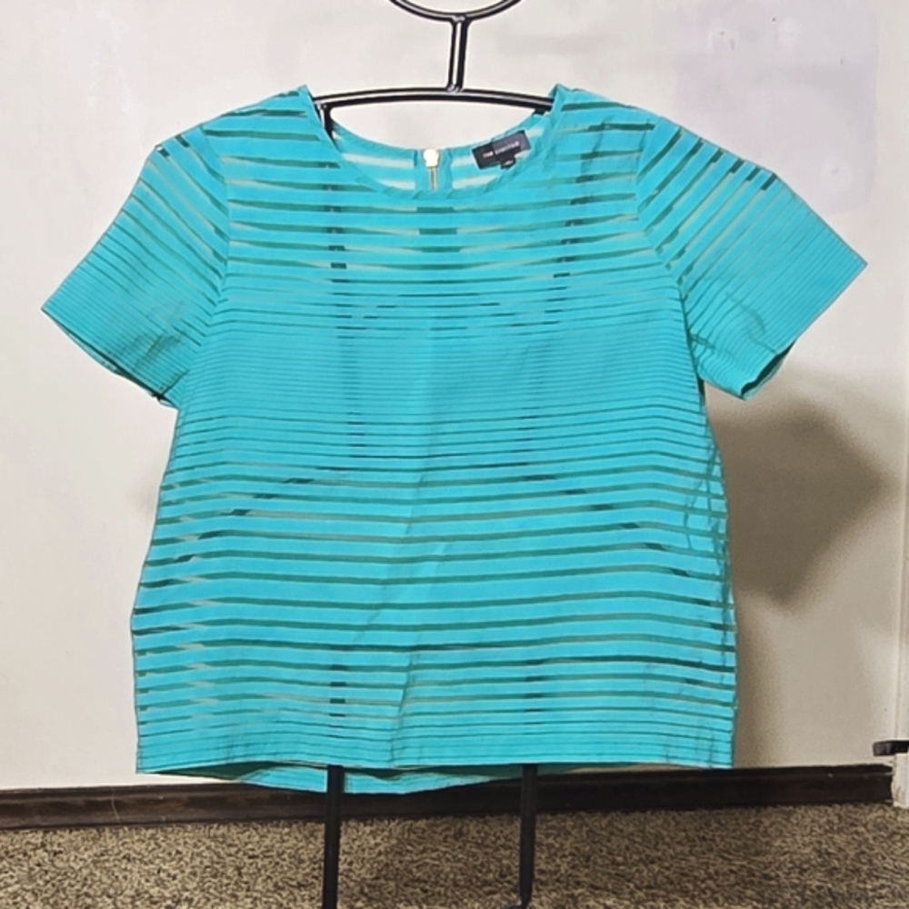 Teal and Transparent Striped Skirt